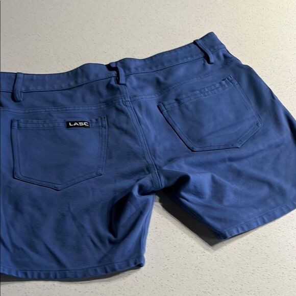 LASC Stretch Blue Short Shorts Size 32-34 L - Picture 3 of 7
